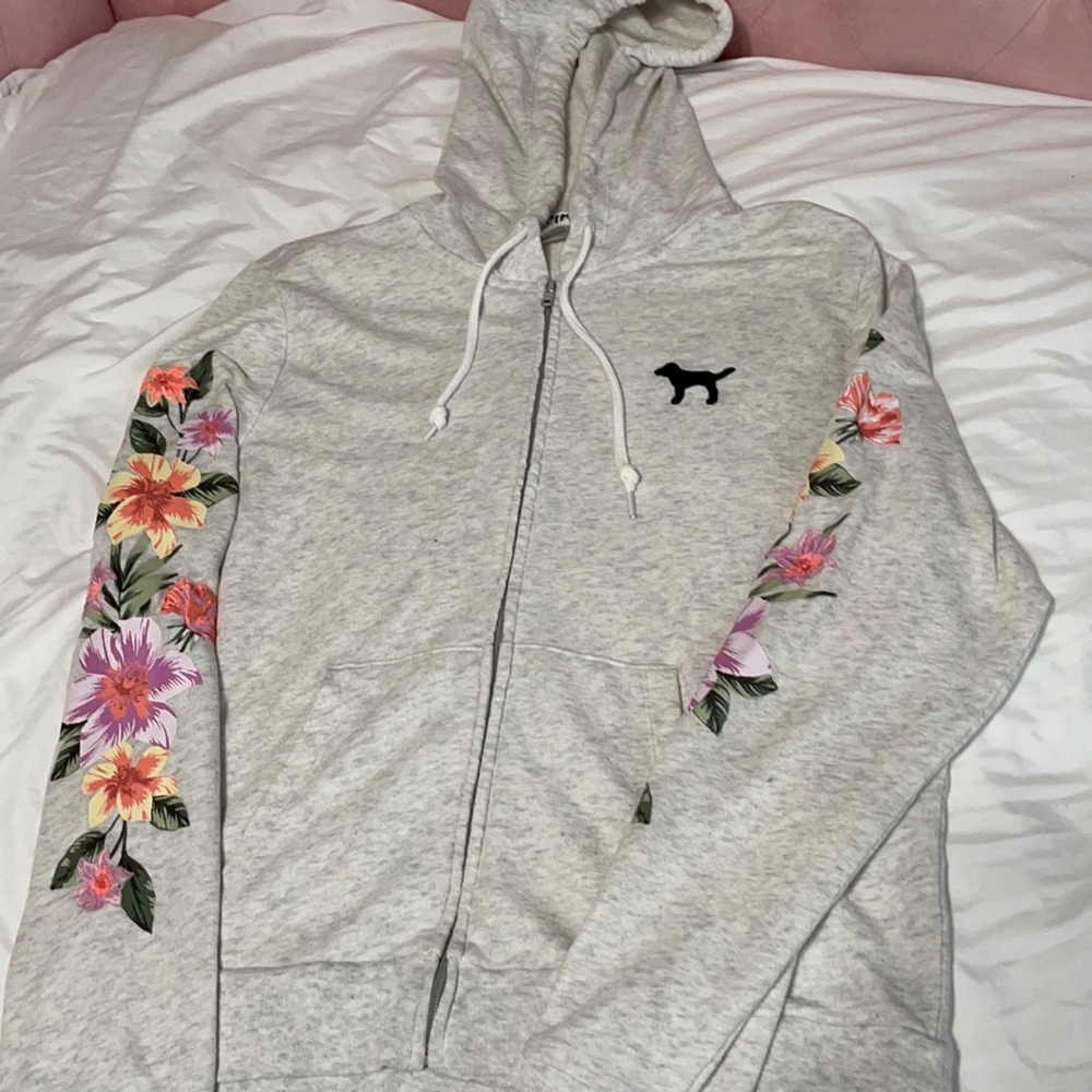 Vs pink zip front hoodie